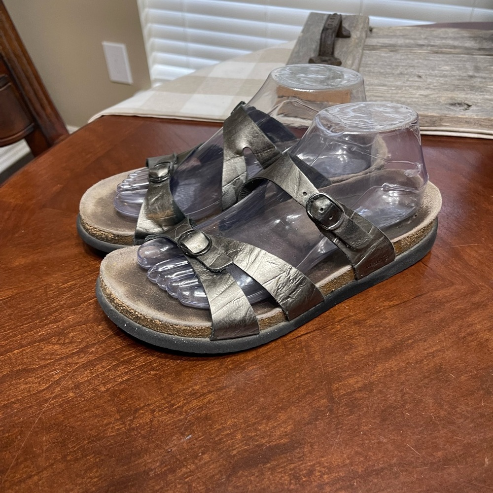 Mephisto Hannel Silver Metallic sandals slides